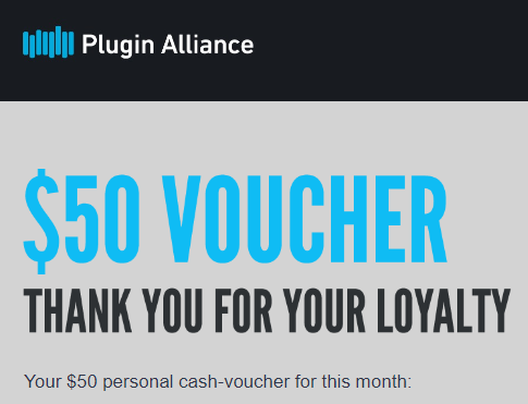 Plugin Alliance 50$ voucher for May